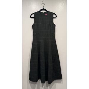 Pinkyotto Green Plaid Midi Dress Sleeveless Preppy Classic Academia Work Career